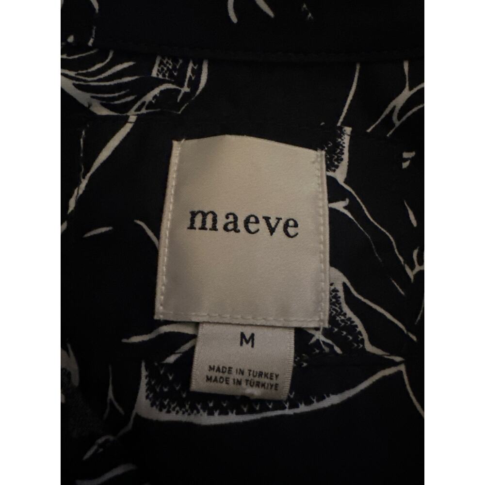 Women M Anthropologie Maeve Bettina Tiered Navy Horse Pony Printed Shirt Dress - Picture 8 of 8